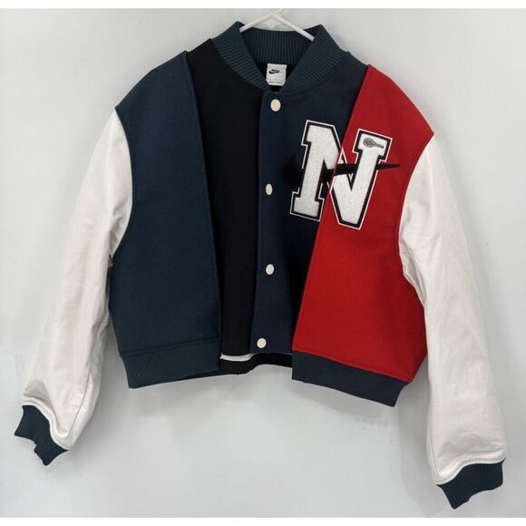 Nike X Yoon Ahn Oversize Varsity Jacket Wool Leather Oversized Bomber Wmns Sz L - Picture 2 of 16